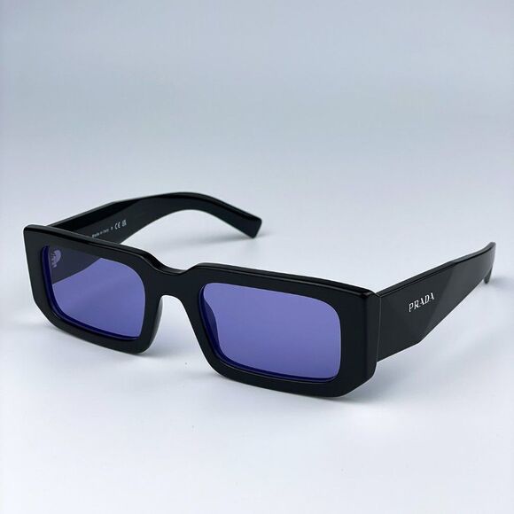 NEW Prada PR06YS 02Z01O Black Blue Rectangle Unisex Sunglasses - Picture 5 of 11